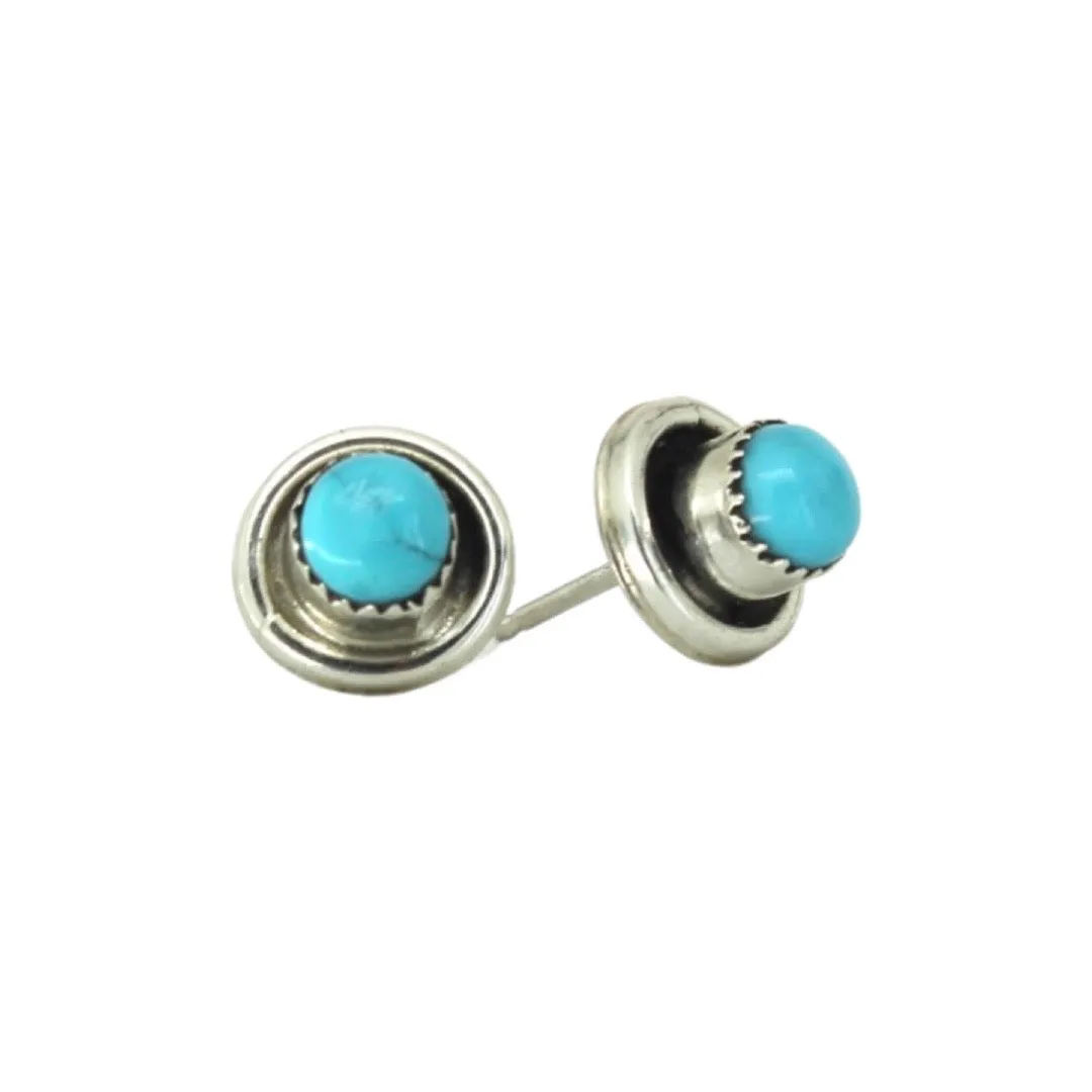 Round Ridge Turquoise Studs