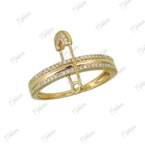 Safety Pin Charm Ring