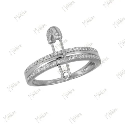 Safety Pin Charm Ring