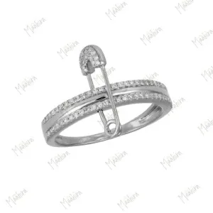 Safety Pin Charm Ring