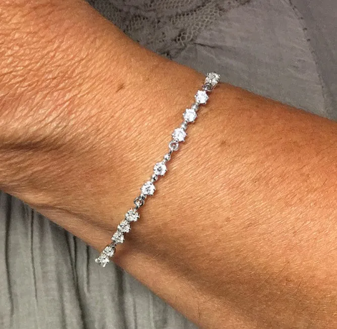 Silver & Mini Cubic Zirconia Stars Bracelet