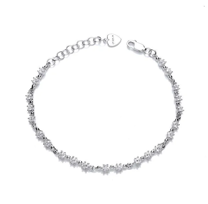 Silver & Mini Cubic Zirconia Stars Bracelet