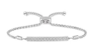 SILVER BAR DIAMOND LARIAT BRACELET