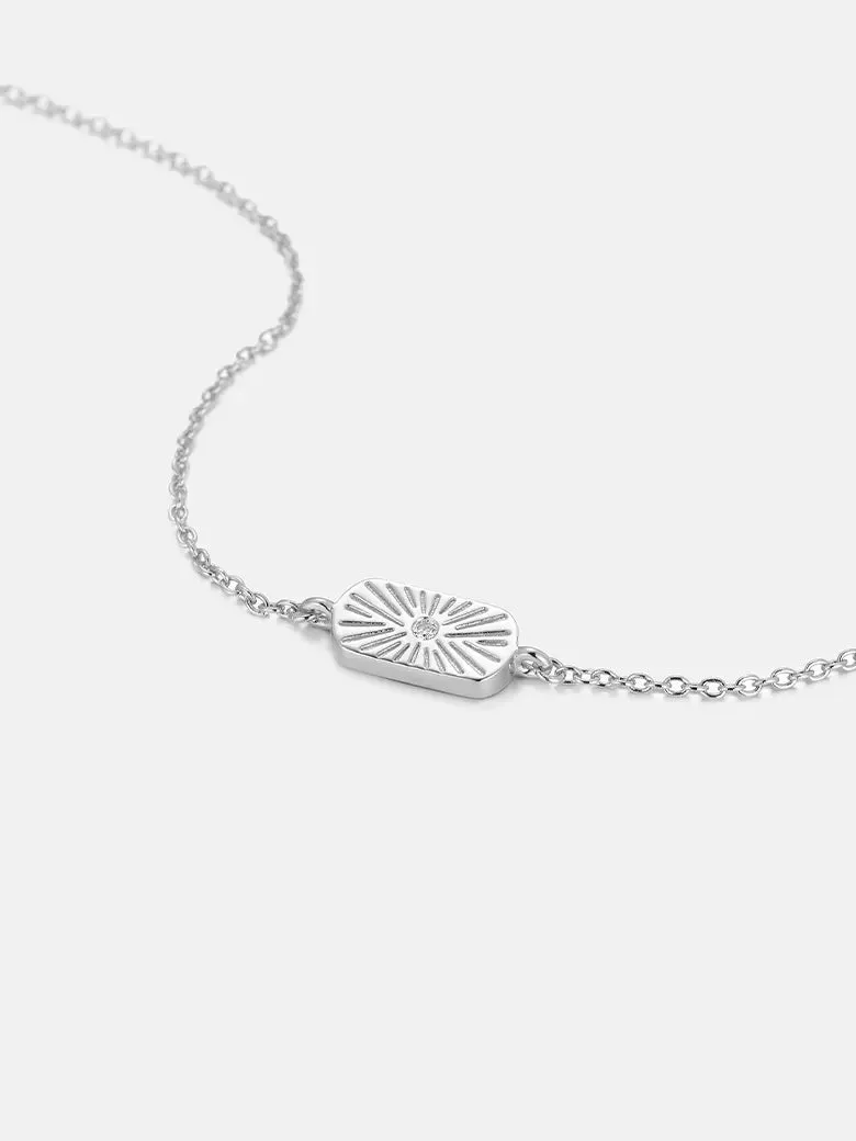 Silver Stellar Birthstone Engravable Bracelet