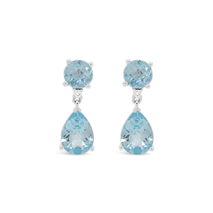 Sky Blue Topaz & Diamond Dangle Earrings