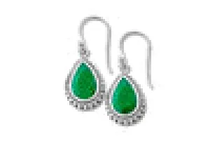 SS TEARDROP EMERALD EARRINGS