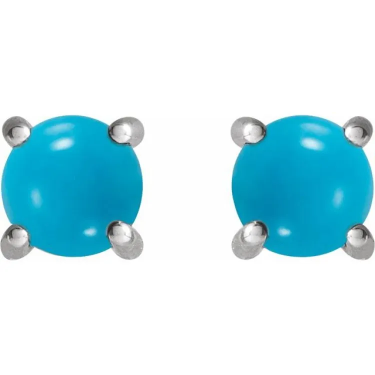 Sterling Silver 5 mm Natural Turquoise Earrings