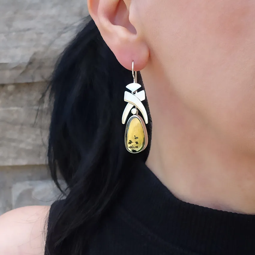 Sterling Silver And Amber Pineapple Drop Earrings