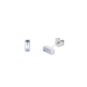 Sterling Silver Blue Topaz Baguette Stud Earrings