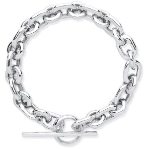 Sterling Silver Chunky Link T-Bar Bracelet