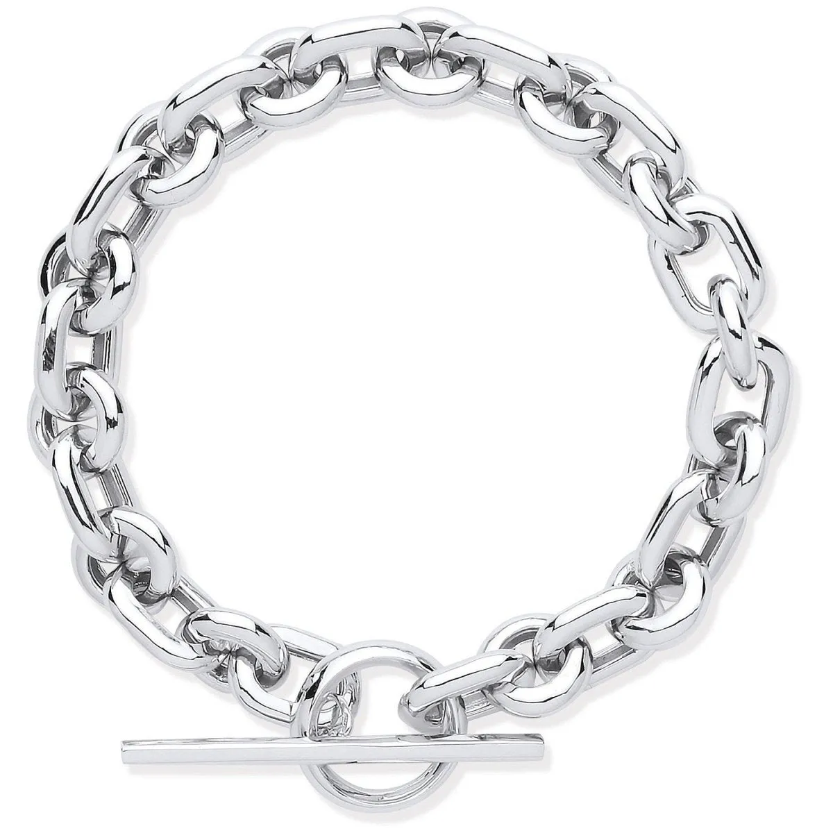 Sterling Silver Chunky Link T-Bar Bracelet