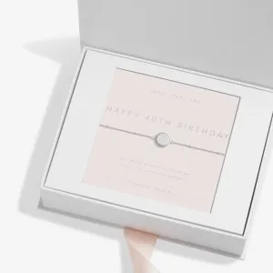 Sterling Silver Happy 40th Birthday Disc Pave 16cm   3cm Bracelet JJS0012