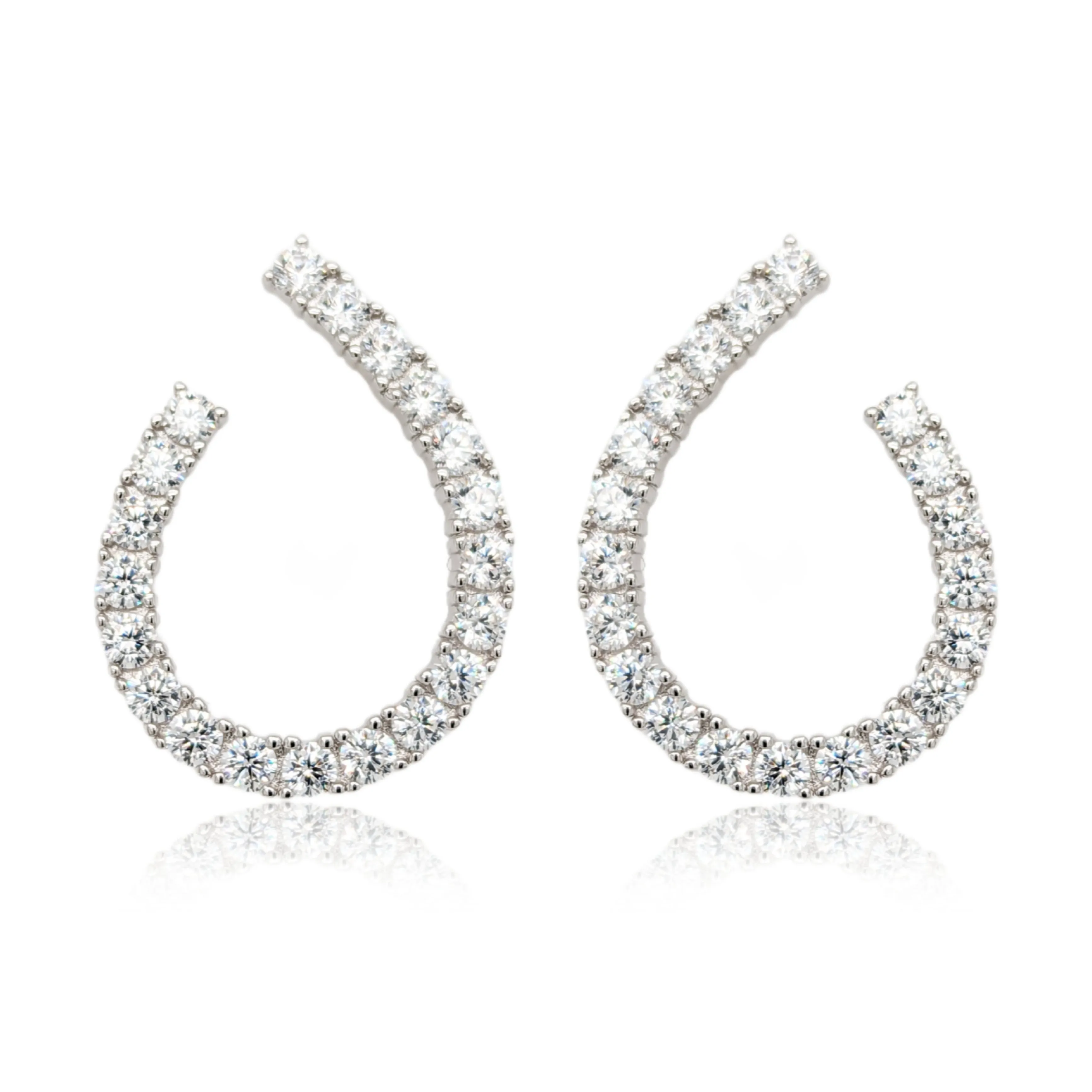 Sterling Silver 'J' CZ Tennis Earring on Post