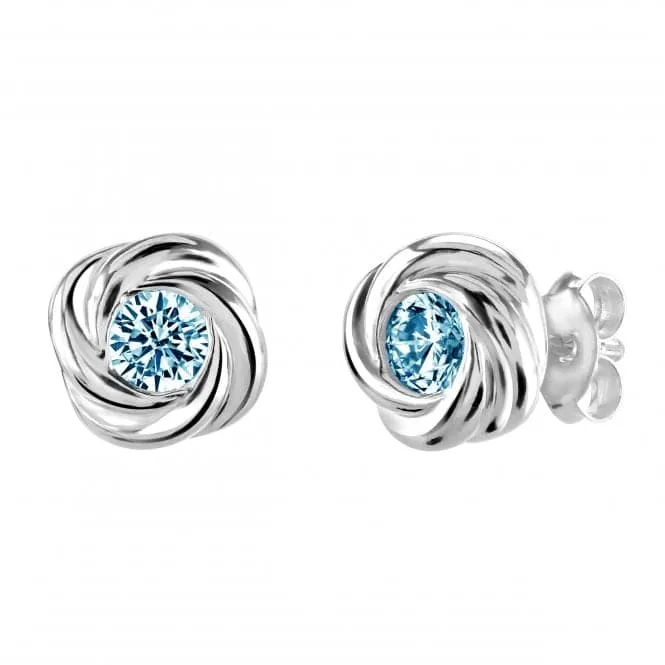 Sterling Silver Silver Swirl Blue Topaz Stud Earrings 3312BT