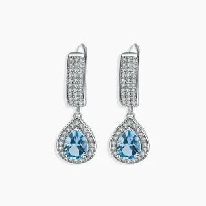 Swiss Blue Topaz Pear Cut Dangling Earrings