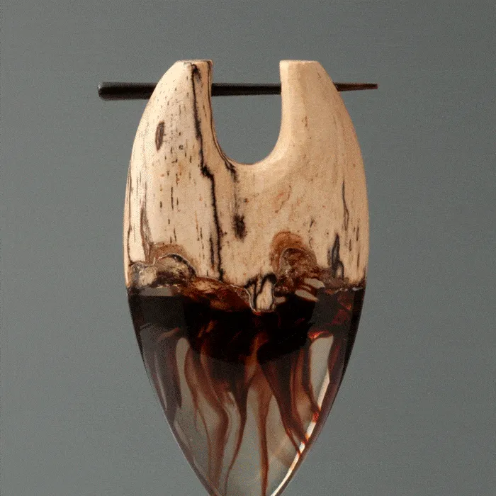 Tamarind Wood Earrings Hangers with Amber Epoxy