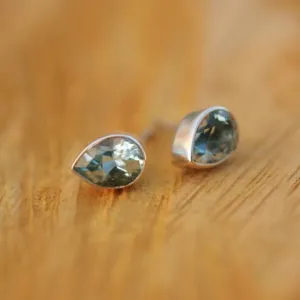 Teardrop Blue Topaz Studs
