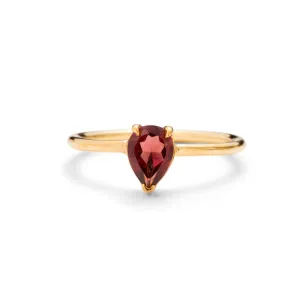 Teardrop Ring, Garnet, Gold