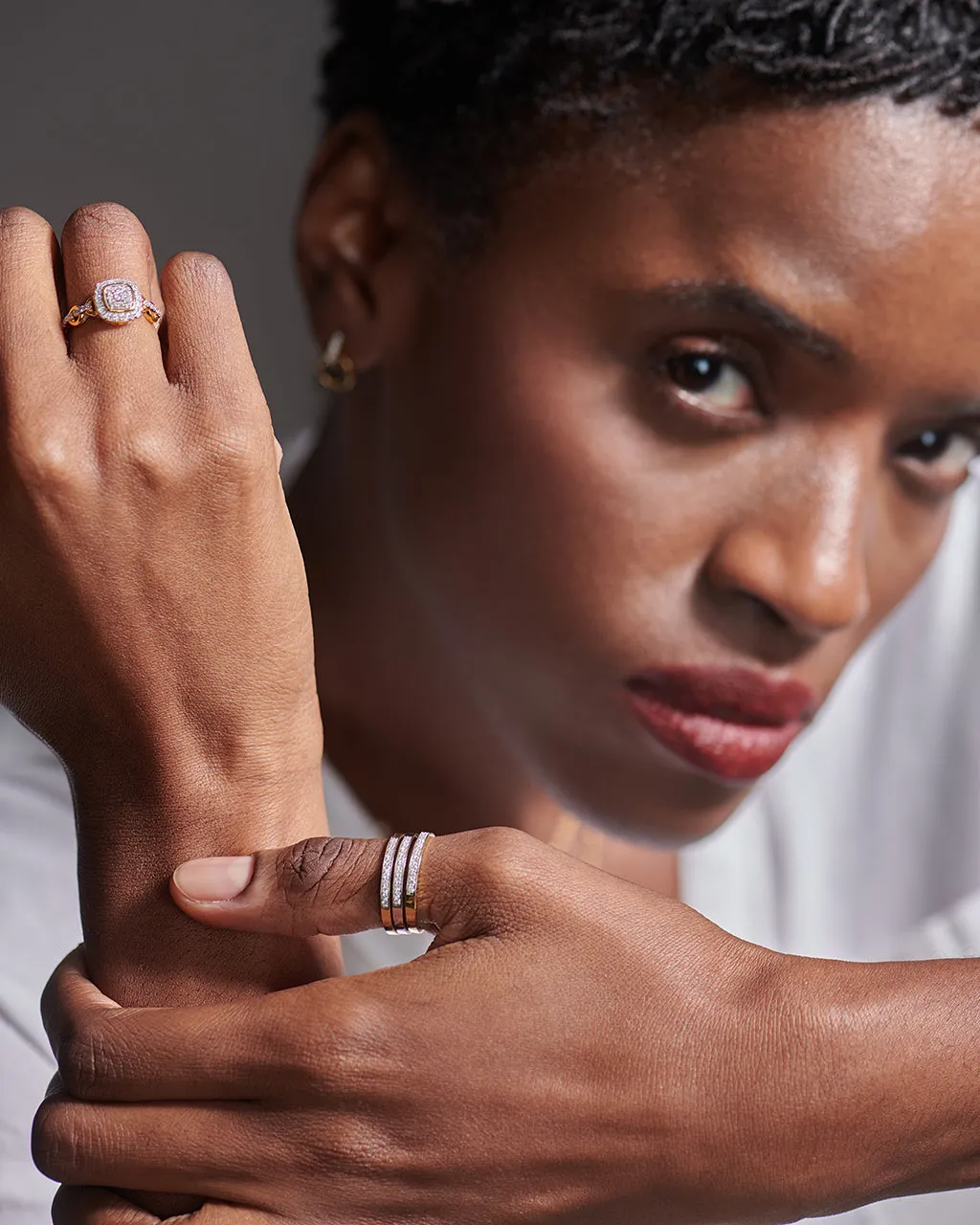 Three Stackable Diamond Band