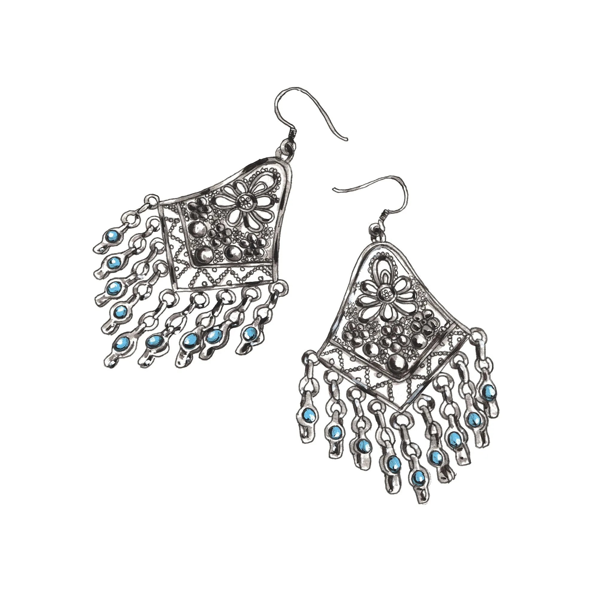Turquoise Beaded Earrings