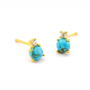 Turquoise Circle Post with CZ