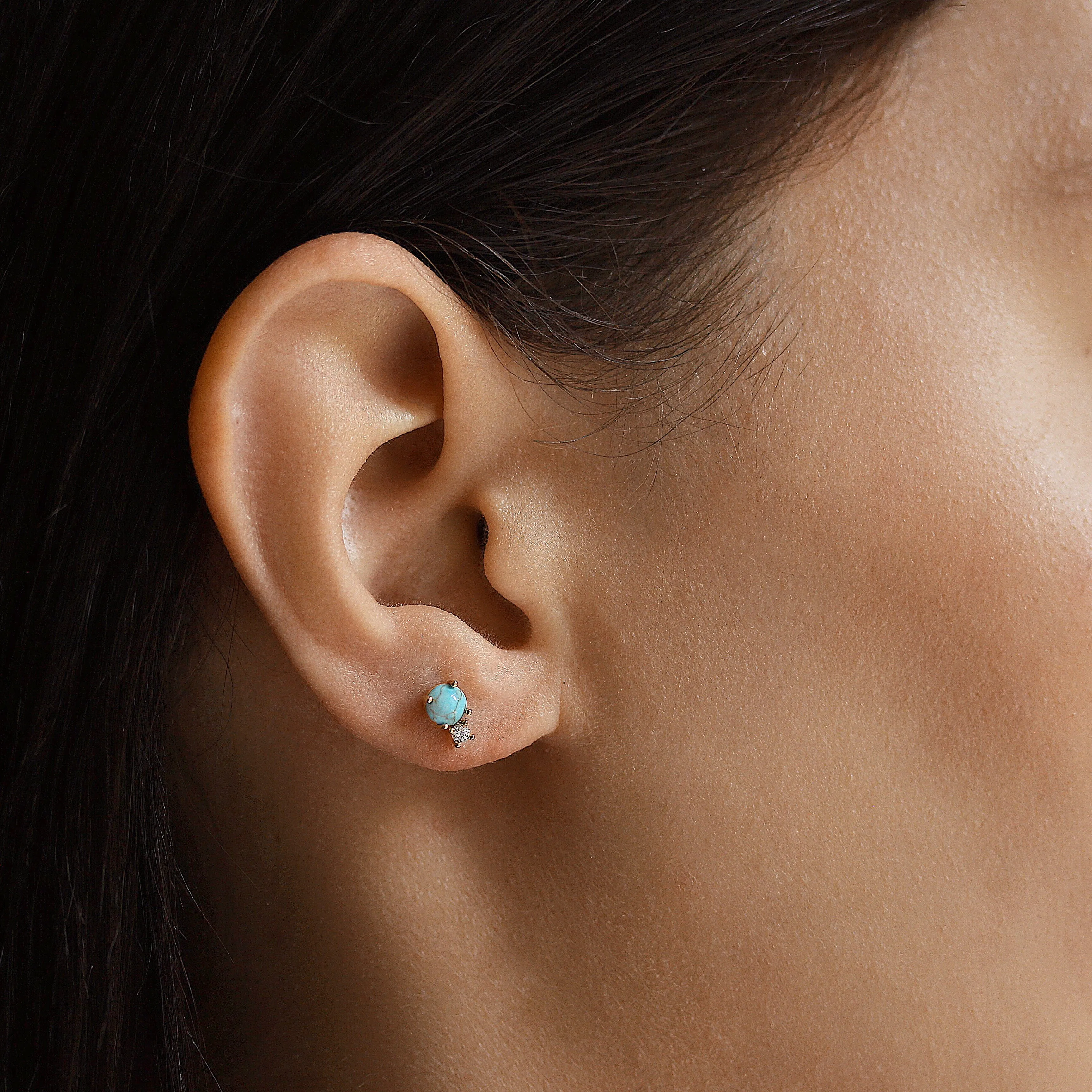 Turquoise Circle Post with CZ