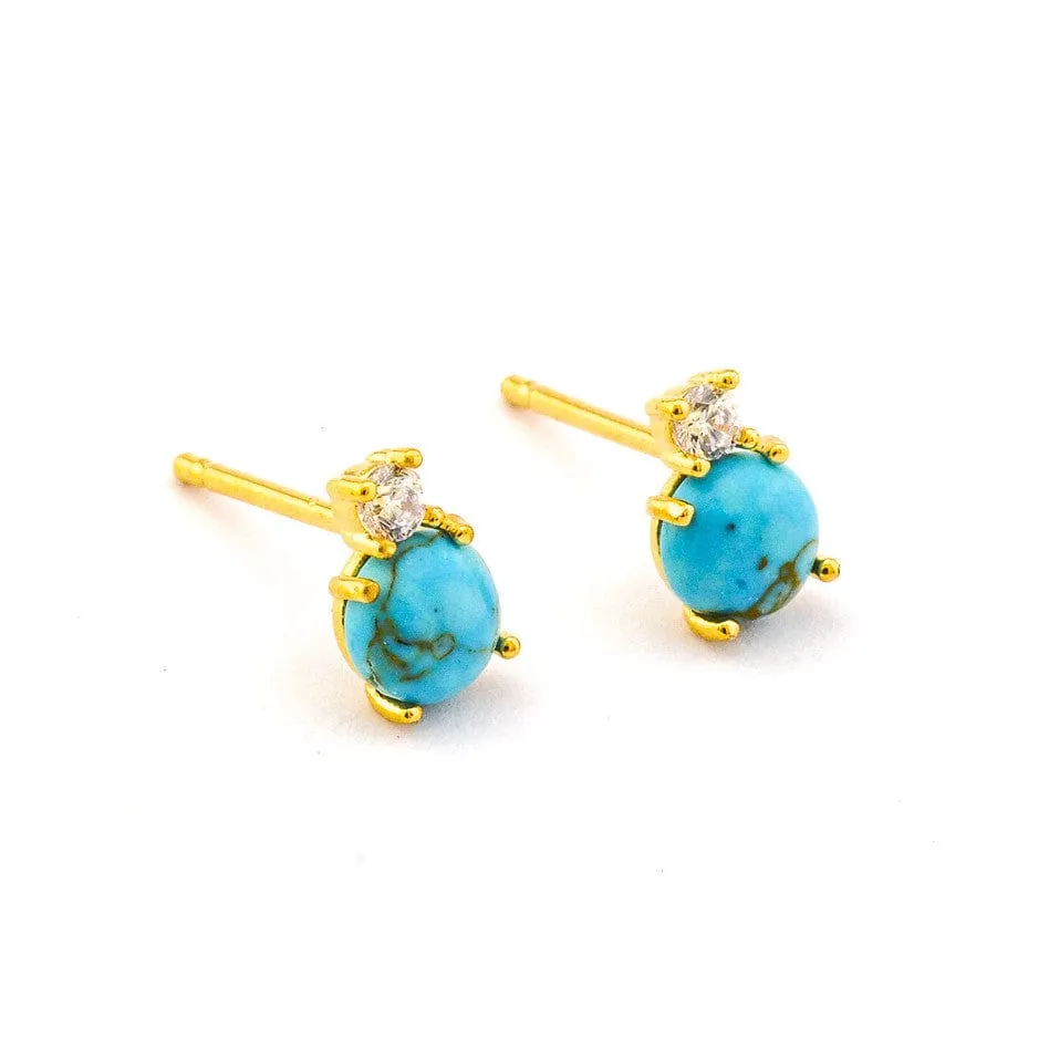 Turquoise Circle Post with CZ