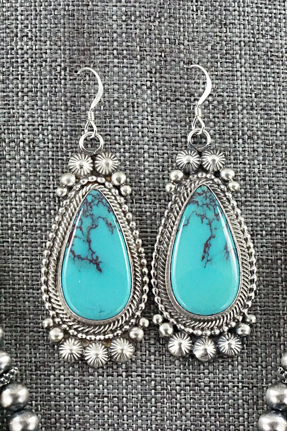 Turquoise, Coral & Sterling Silver Squash Blossom Set - Tom Lewis