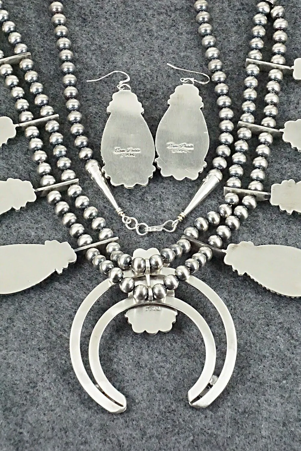 Turquoise, Coral & Sterling Silver Squash Blossom Set - Tom Lewis