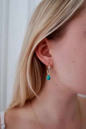 Turquoise Drop Hoop Earrings
