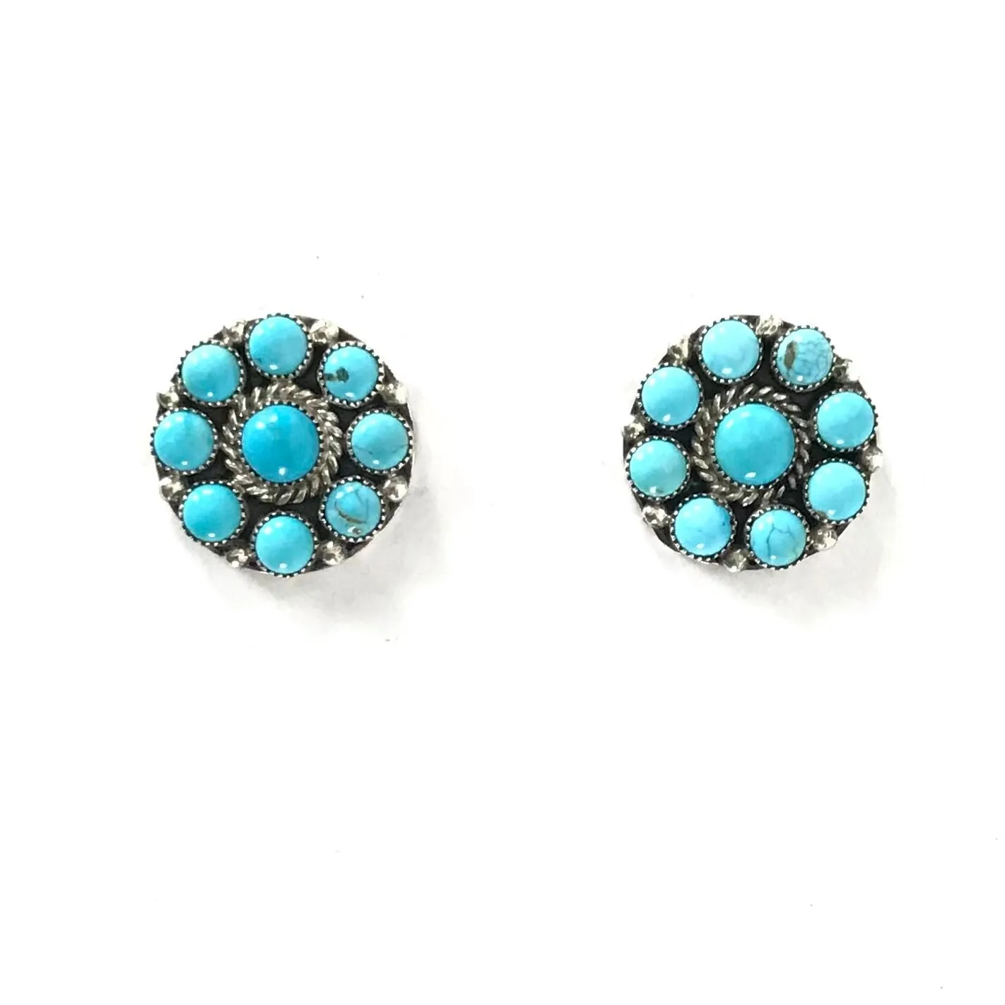 Turquoise Petit Point Cluster Earrings