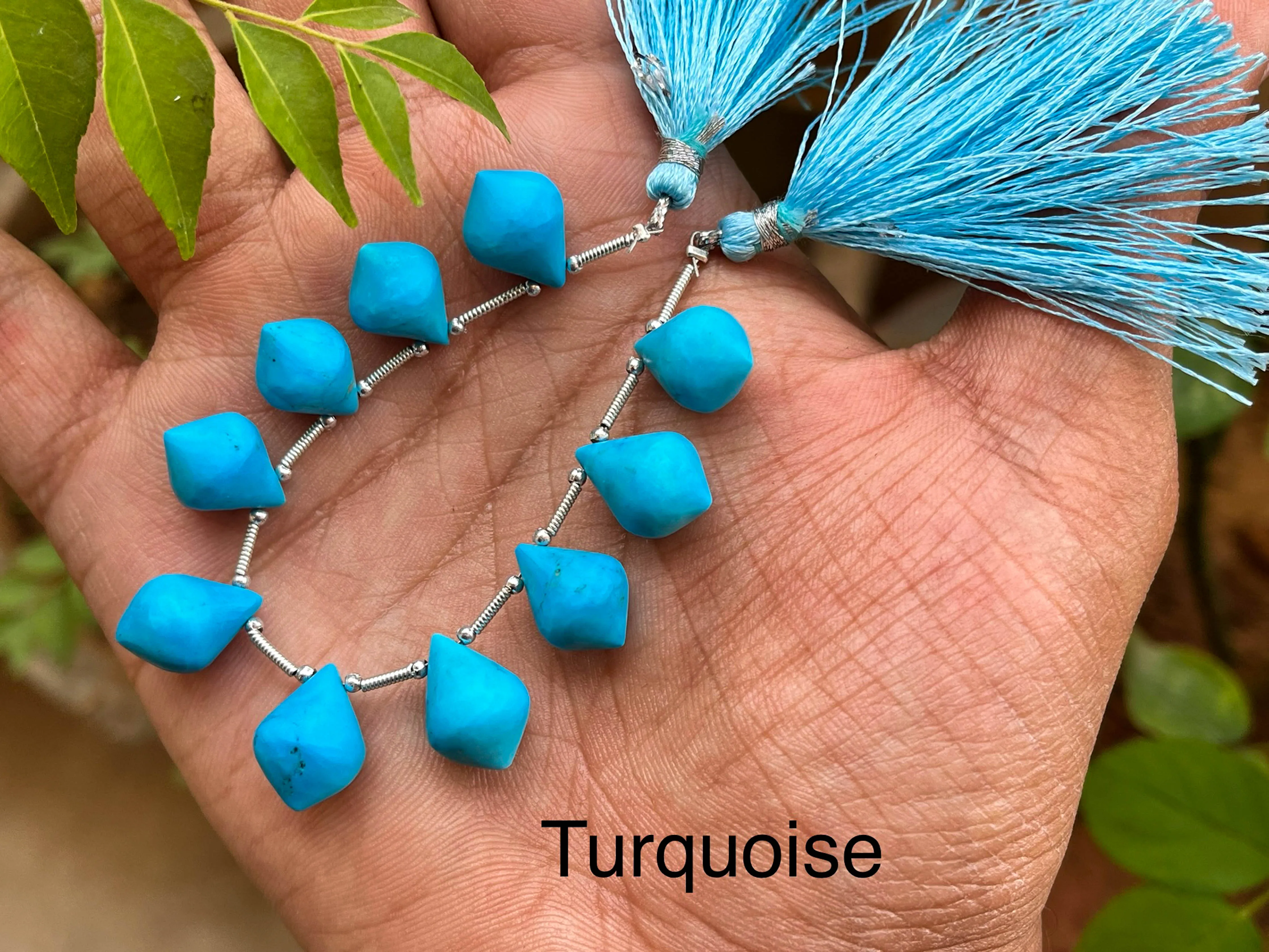 Turquoise Slanted Drops Frosted