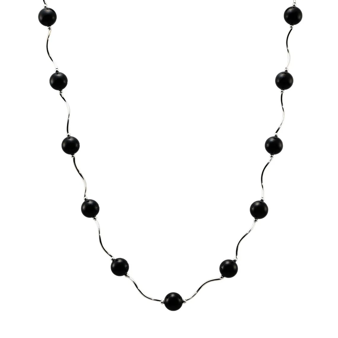 Unique Onyx Stone Set, 18 inch Necklace 7.5 inch Bracelet and Earrings in Sterling Silver