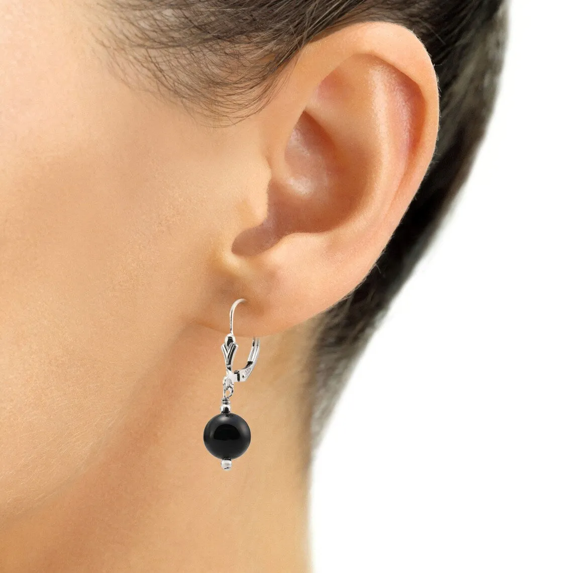 Unique Onyx Stone Set, 18 inch Necklace 7.5 inch Bracelet and Earrings in Sterling Silver