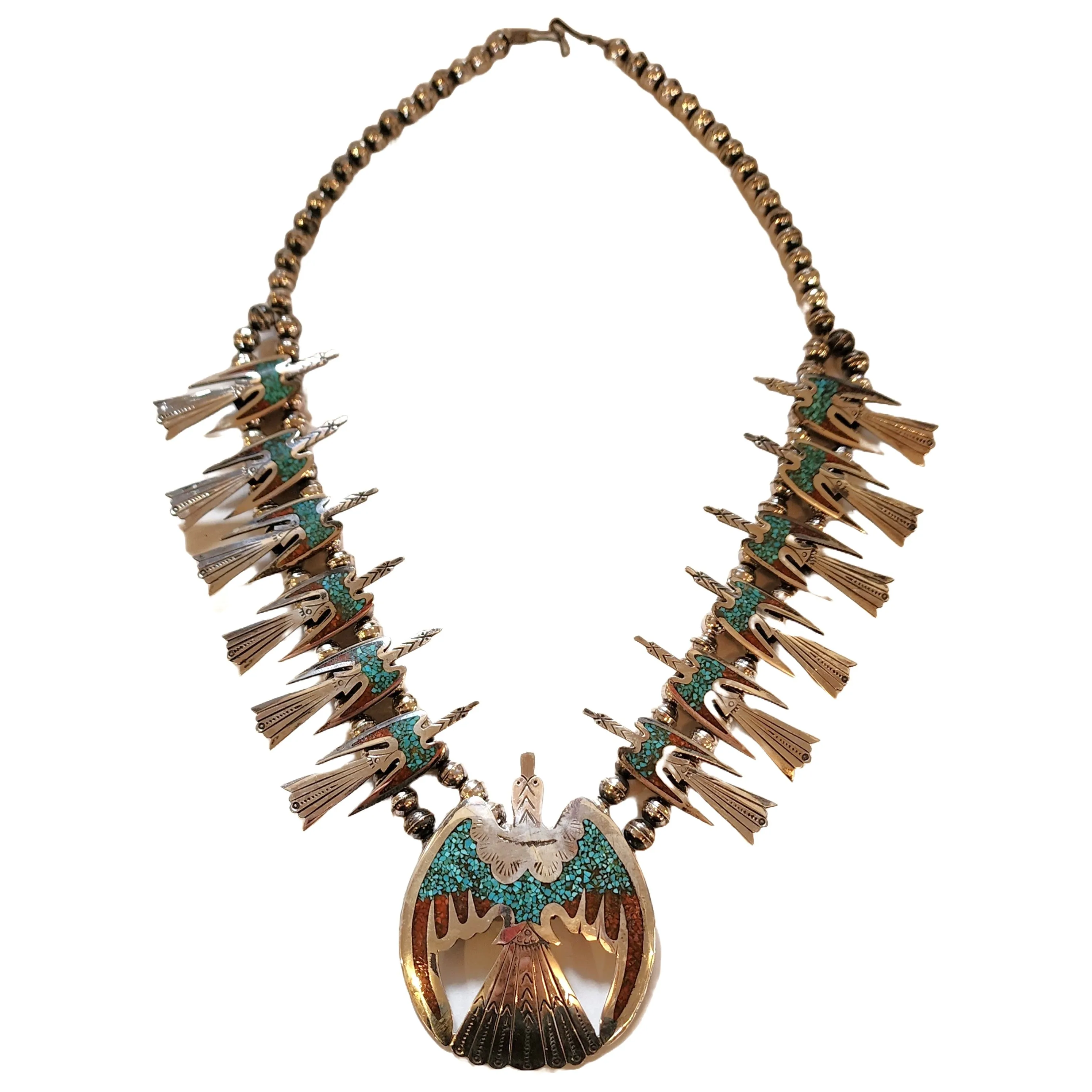 Vintage Navajo Peyote/Water Bird Necklace