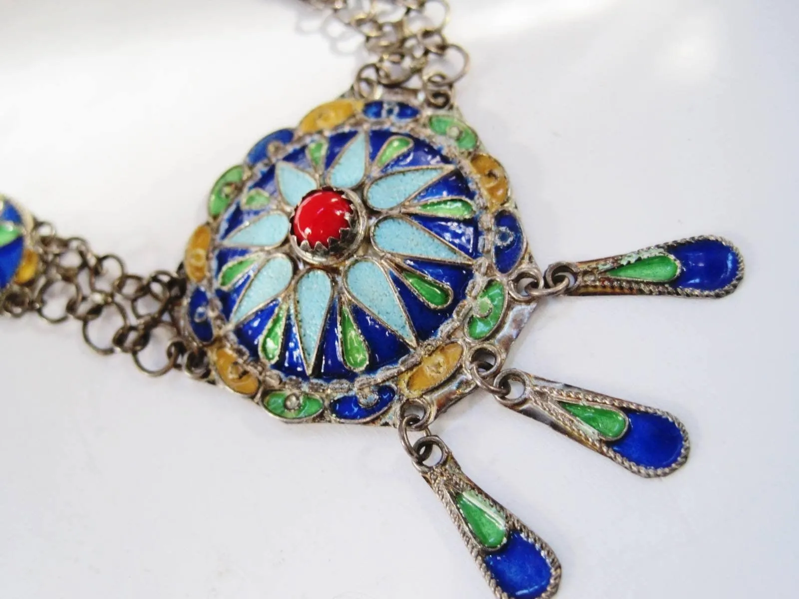 Vintage Silver and Enamel Berber Petite Choker Necklace from Algeria