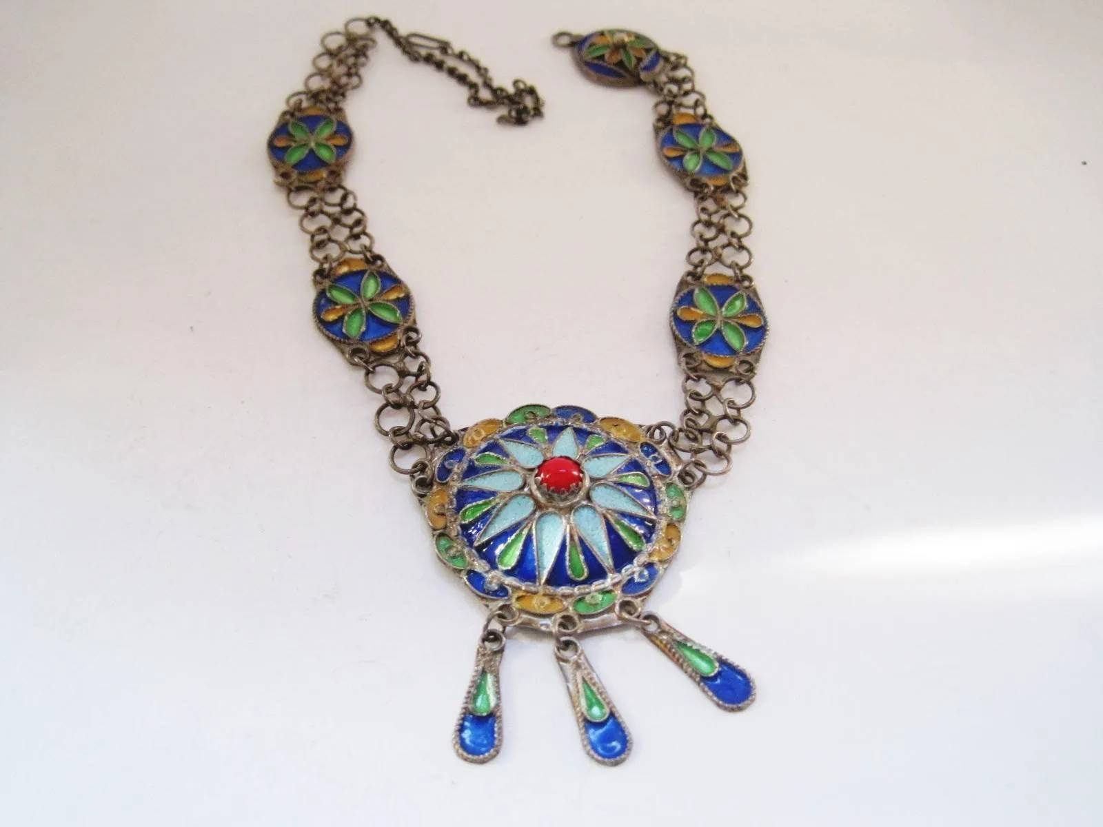 Vintage Silver and Enamel Berber Petite Choker Necklace from Algeria