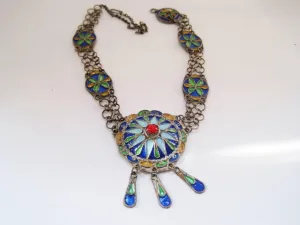 Vintage Silver and Enamel Berber Petite Choker Necklace from Algeria