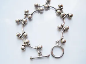 Vintage Sterling Silver Ball and Link Chain Bracelet