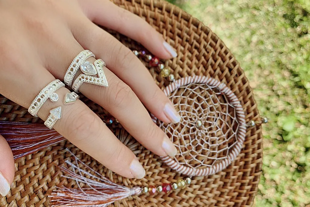 White Silver Starlight Ring