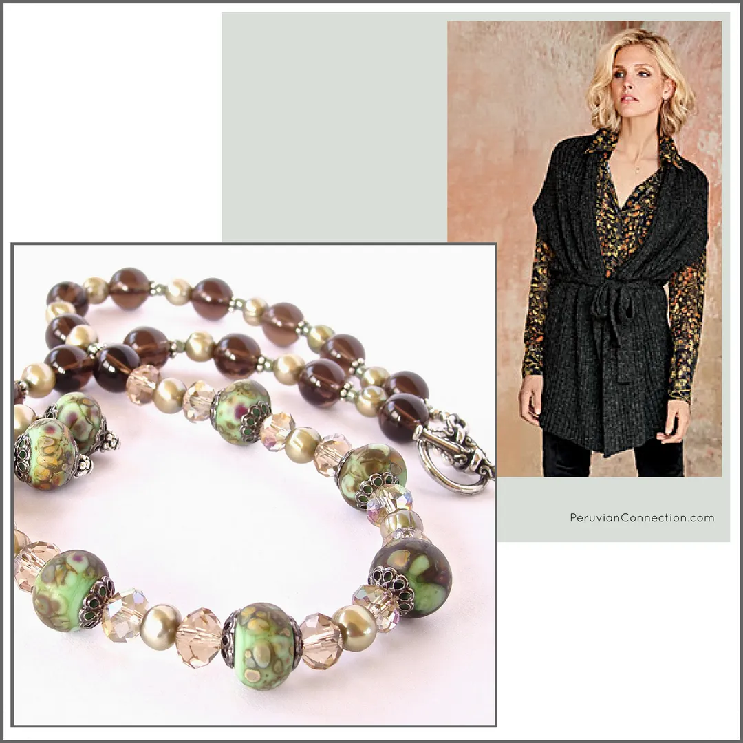 Winslow: Smoky Quartz Necklace with Art Glass
