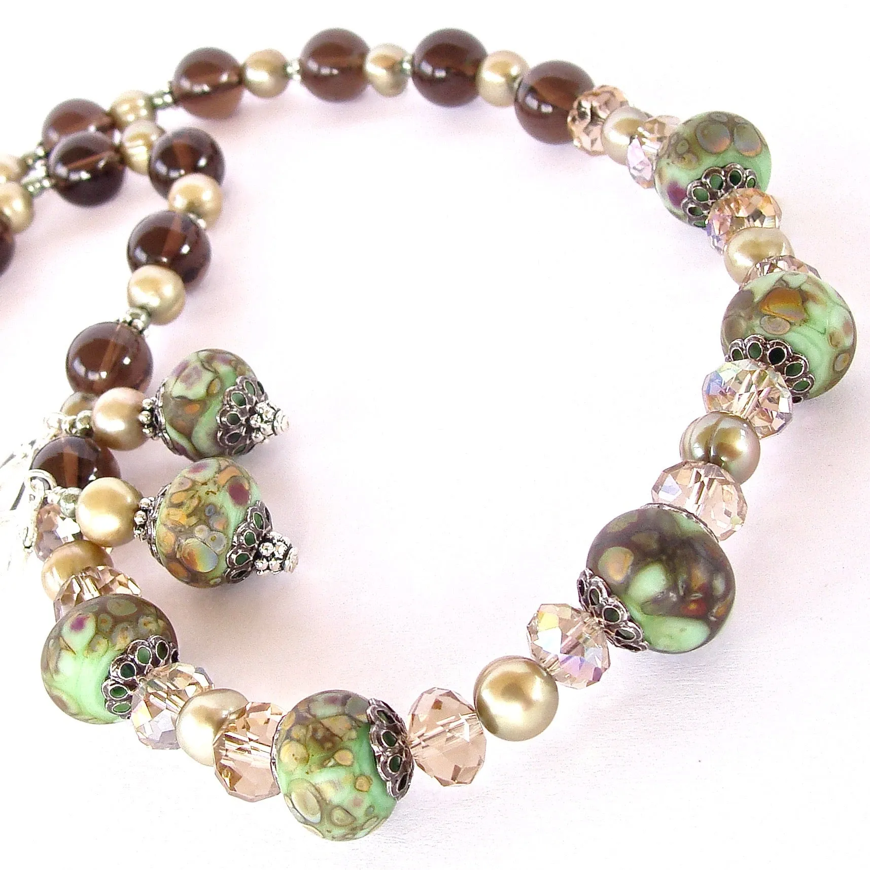 Winslow: Smoky Quartz Necklace with Art Glass