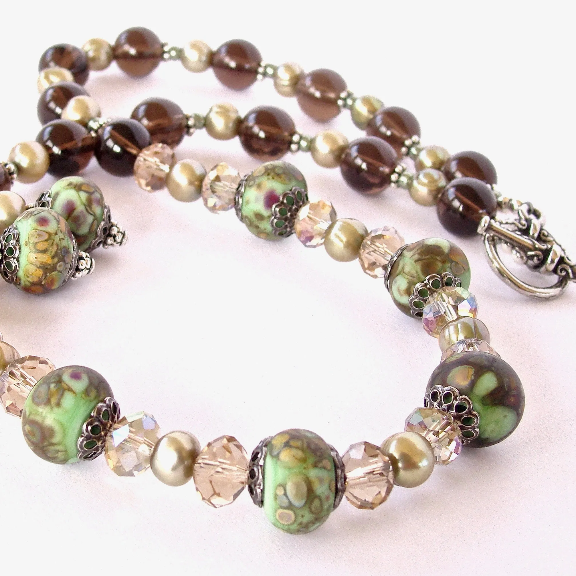 Winslow: Smoky Quartz Necklace with Art Glass