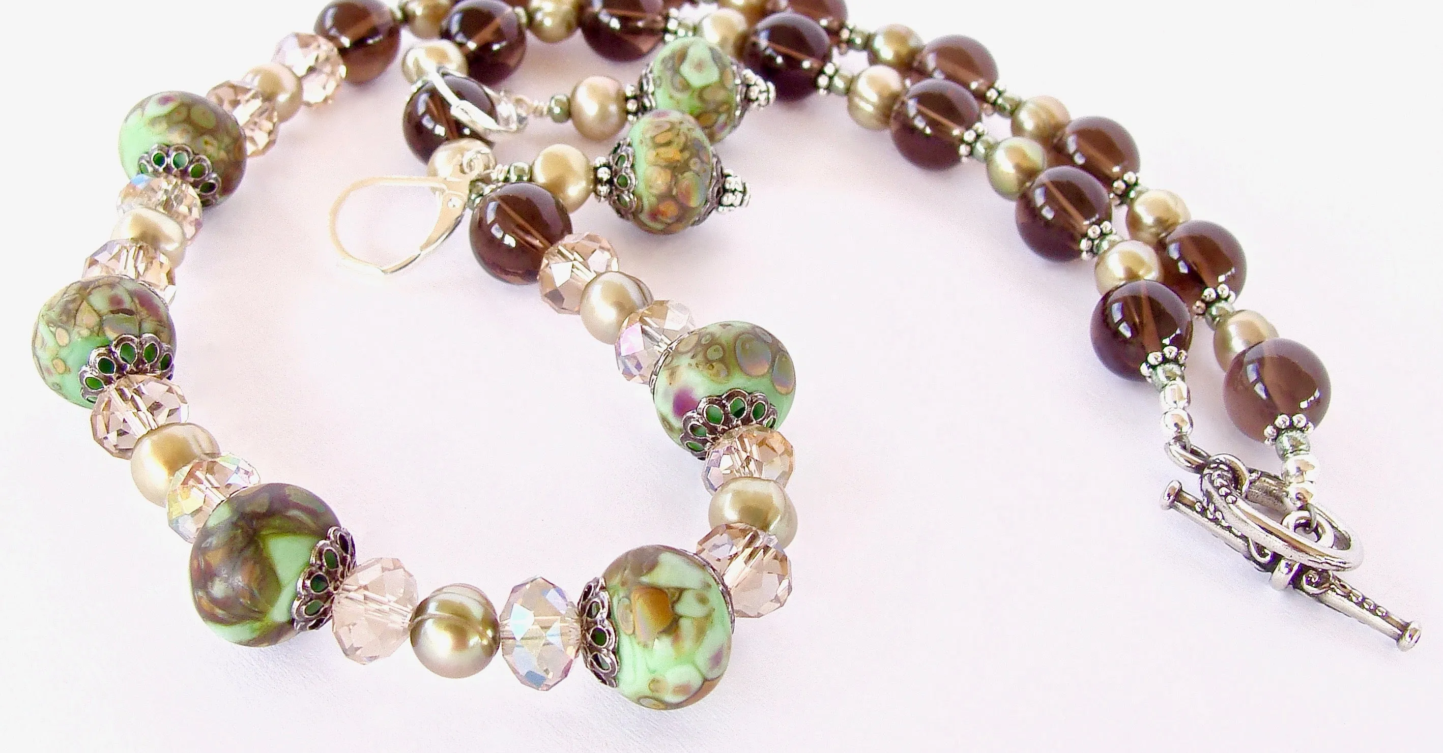 Winslow: Smoky Quartz Necklace with Art Glass