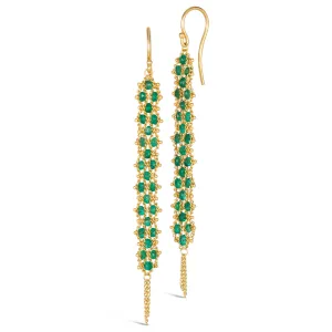 Woven Textile Earrings in Emerald